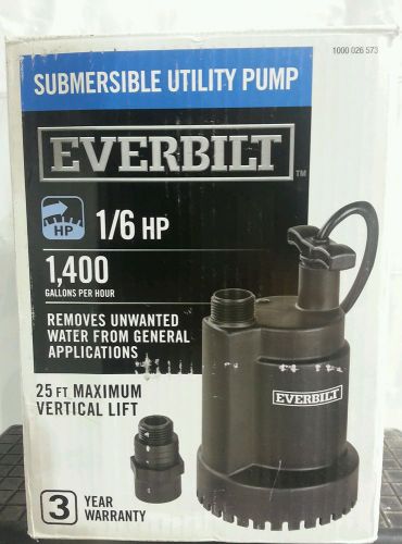 Everbilt 1/6 hp 1400 gph submersible utility water pump ut00801 for sale