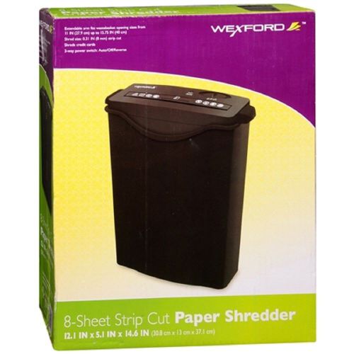 WEXFORD 8-SHEET PAPER SHREDDER STRIP CUT+CREDIT CARDS - BRAND NEW FREE SHIPPING!
