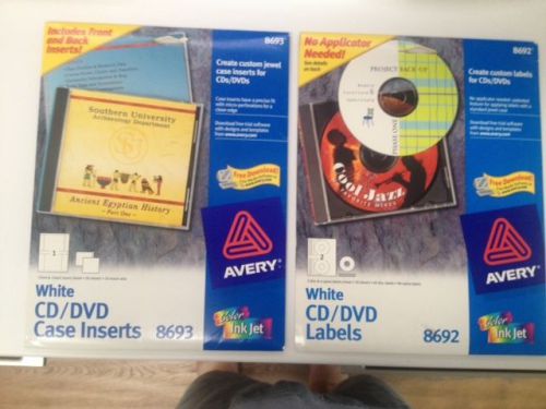 AVERY 8692 CD/DVD Inkjet Labels + Avery 8693 CD/DVD Case Inserts