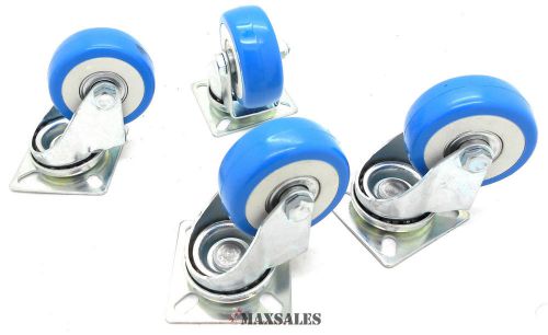 (qty-4) 2&#034; swivel caster polyurethane wheels base top plate double ball bearing  for sale