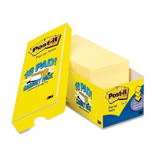 Post-it notes, 3 x 3-inches, canary yellow, 18-pads/pack for sale