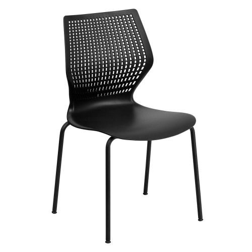 Designer Stack Chair - Black (4) Office Computer Desk Work AB164954