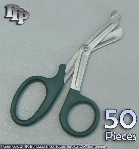 50 Paramedic Utility Bandage Scissor 7.25&#034; Dark Green  Handle Surgical Instrumen