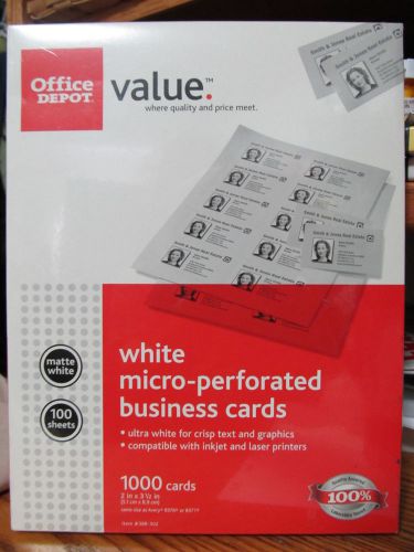 Office depot® brand matte business cards 2&#034; x 3 1/2&#034; white pack of 1,000 value for sale