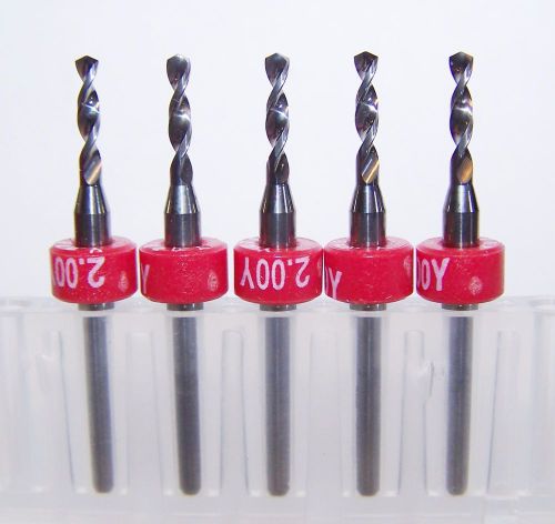 (5) new 2.00mm (.0787&#034;) printed carbide circuit board drills (pcb) kyocera tycom for sale