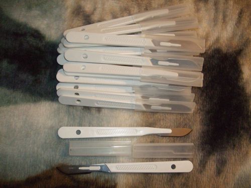 20 #22 SURGICAL SCALPEL BLADES WITH BLADE PROTECTOR (ENGLAND STAINLESS) NEW UNST