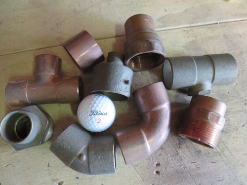COPPER FITTINGS ASSORTED 1.5&#034;  1.25&#034; AND I&#034; LOT OF 9 DIFFERENT