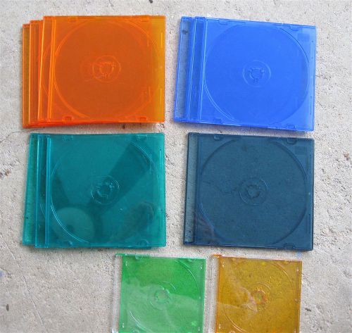 11 Single Slim Multi Color CD DVD Jewel Cases including 2 minis