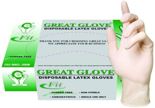 (Pack of 100) GREAT GLOVE Latex Powder-Free fit 4.5-5 mil General Purpose Glove