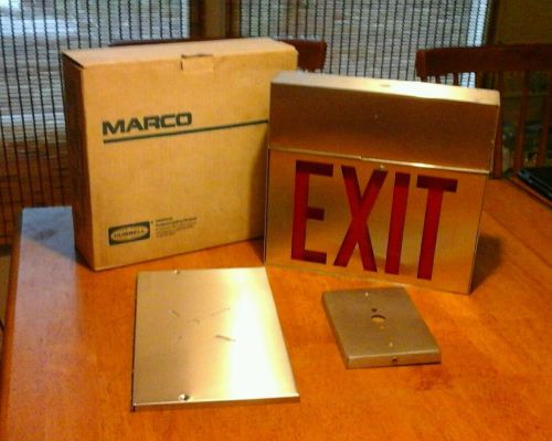 New marco hubbell lighting incandescent universal 2 side exit sign complete unit for sale