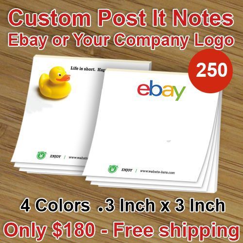 250 ebay or Custom Design Post It Notes