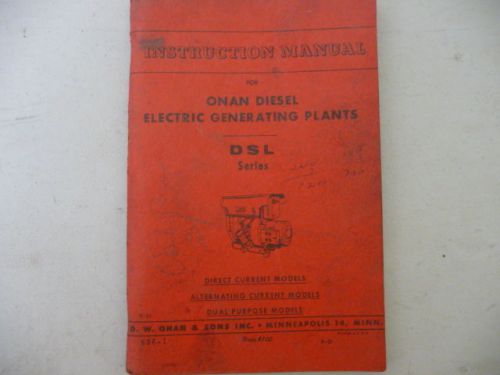 Vintage Onan Diesel Electric Generating Plants Instruction Manual