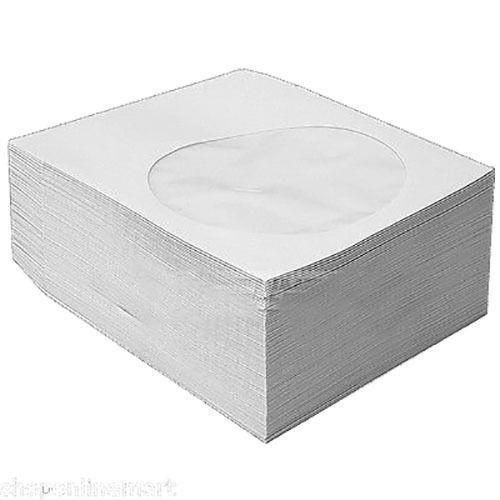 100 CD Sleeves DVD CD-R Paper sleeve with Window Flap white case HQ
