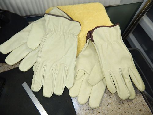 2-Pair-Leather Work Gloves Wells Lamont &#034;Style&#034;  Medium  to TIGHT Large