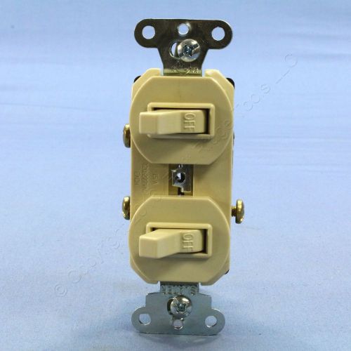 Pass &amp; Seymour Ivory Double Toggle Light Switch 15A 120/277VAC Bulk 690-IG