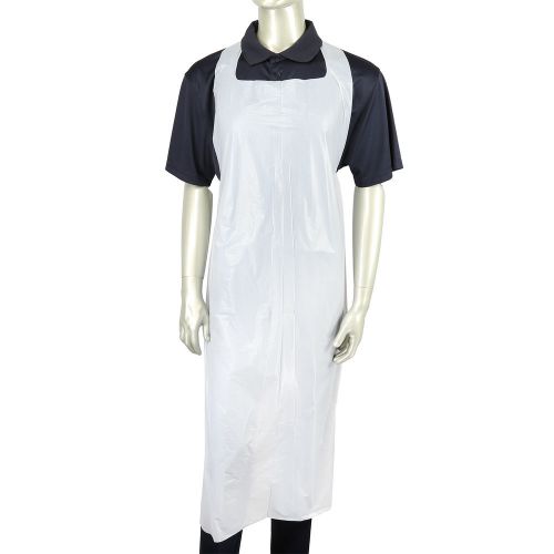 Royal 28&#034; x 55&#034; White Lightweight 1 Mil Poly Aprons, Pack of 100, DAK2855