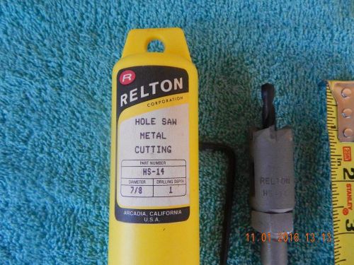 RELTON  HS-14 , 7/ 8&#034; CARBIDE HOLE SAW, METAL CUTTING, 1&#034; DEPTH