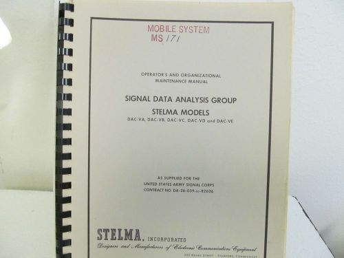 Stelma DAC Series Signal Data Analysis Group Operator/Maint. Manual
