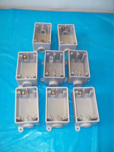 8 carlon &amp; scepter gang /junction outlet boxes 6 closed end, 2 open, 1/2 &#034; + 3/4 for sale