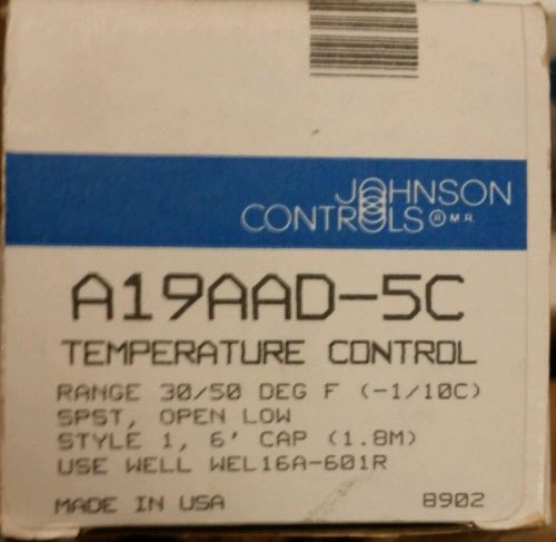 Johnson Controls A19AAD-5C Thermostat spst close On Rise 30 To 50 Made in USA