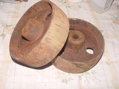 2 Vtg Fairbanks 136 Cast Iron Industrial Caster Cart Wheels Dolly 5 3/4&#034; x  2&#034;