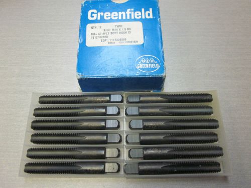 Box of 12 Greenfield M10 x 1.5 threading taps bottom hook 4 flute 10mm
