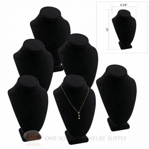 (6) 10&#034; Pendant Necklace Black Velvet Neck Form Jewelry Presentation Displays