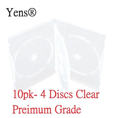 Yens® 10 Premium 4 Disc Clear CD DVD Case 14MM Movie Box 10#CDVD4