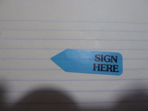 SIGN HERE removable label/sticker --&gt; 20 LABELS Redi-Tag Printed Arrow Flags
