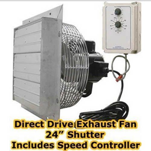 Exhaust fan - direct drive - 24&#034; shutter - variable speed with speed controller for sale