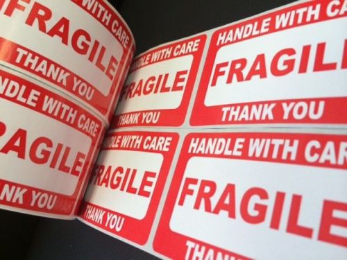 250 2x3 FRAGILE Stickers Self Adhesive Handle with Care Stickers Shipping Labels