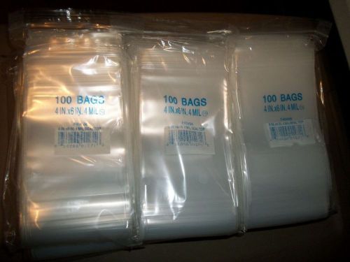 4&#034;x6&#034; CLEAR POLY 4 MIL RECLOSABLE 4x6 THICK BAGS, 9 pks of 100=Qty 900
