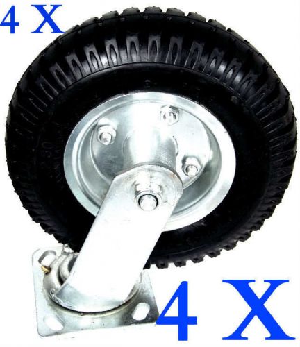 4 PCS 8&#034; AIR TIRE CASTER WHEEL SWIVEL BASE WITH BEARING