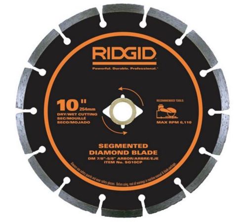Ridgid 10 in. segmented diamond blade multi-purpose cutting power tool accessory for sale