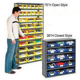 Open steel shelving, 5 shelves with 8 bins, 36&#034;x18&#034;x39&#034; for sale