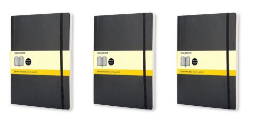 Pack of 3 Moleskine Classic Squared Soft Cover Notebook, extra Large 7.5 x 10-In