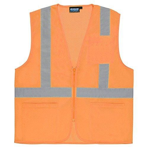 ERB 61663 S363P Class 2 Economy Mesh Safety Vest with Pockets, Orange, 4X-Large