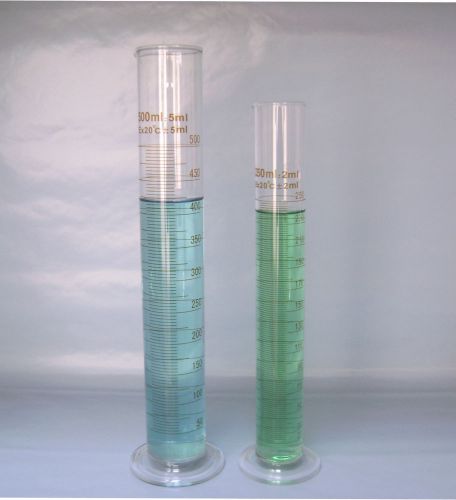 2 graduated cylinder borosilicate glass 500 ml 250 ml measuring 500ml 250ml lab for sale