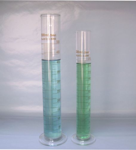 2 GRADUATED CYLINDER BOROSILICATE GLASS 500 mL 250 mL MEASURING 500mL 250mL LAB