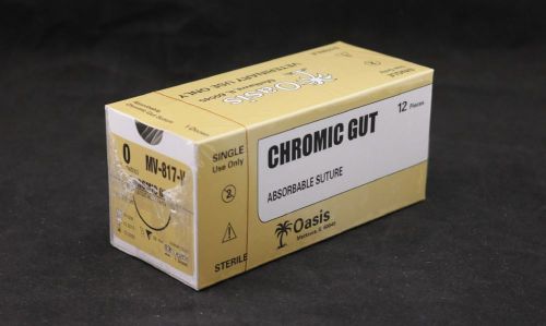 Veterinary Suture, Chromic Gut Absorbable, Vet Only, Size0, Needle/ NCP-1, 12/bx