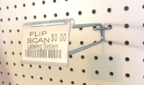 (100 PACK) 11 Inch Flip Scan Metal Peg Hooks with Label Holder 1/8 &amp;1/4 Pegboard