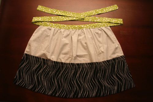 Half Apron Handmade Server Waist Aprons Sewing Cooking Teen Retro Green Grey