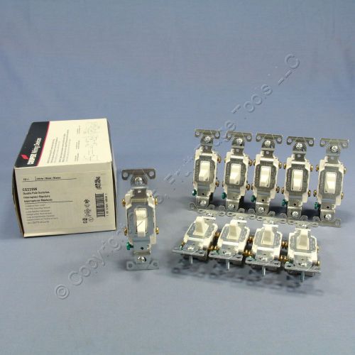 10 New Cooper White COMMERCIAL DOUBLE POLE Toggle Wall Light Switches 20A CS220W