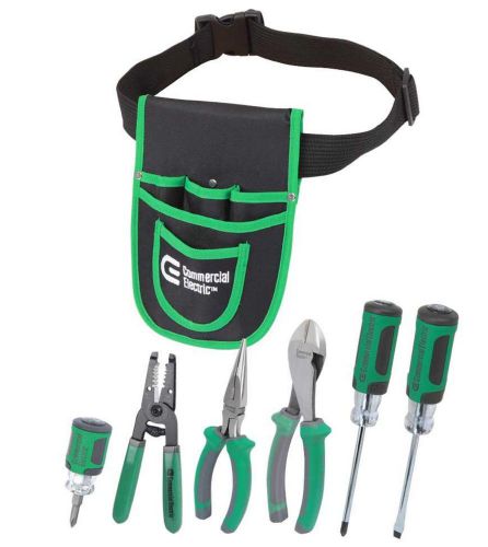 Electrician Tool 7-Pcs Kit Carry Pouch Storage Plier Screwdriver Stripper Cutter