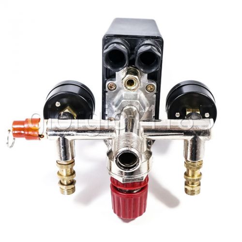 5pcs Pressure Switch Valve w/ Manifold Regulator Gauges for Air Compressor