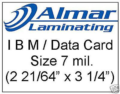 100 I B M Size Laminating pouches  7 mil.