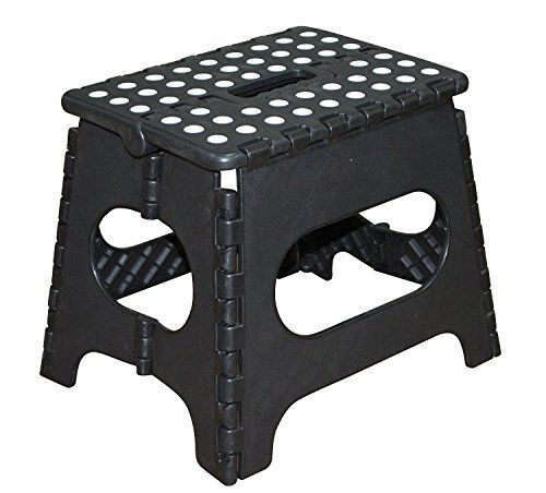 Jeronic furniture 11-inch plastic folding step stool black new free shipping for sale