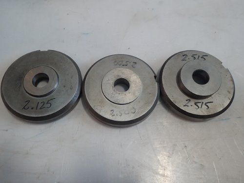 USED 3 STRIPPIT LARGE DIAMETER ROUND PUNCHES/DIES, 2.125, 2.500,2.515,BOXZM