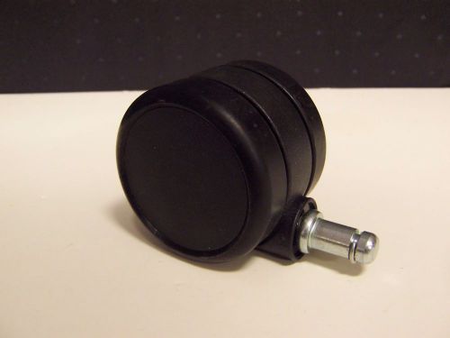 5 OFFICE CHAIR CASTERS WHEELS BLACK HARD PLASTIC RUBBER 7/16&#034; x 1&#034; POST