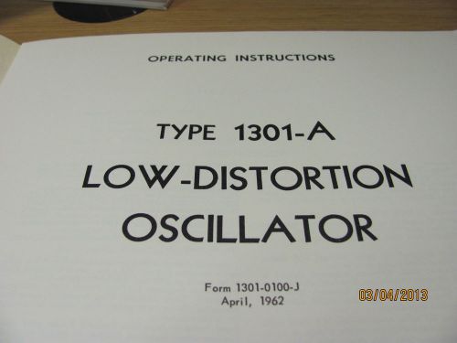 GENERAL RADIO MODEL 1301-A: Low Distortion Oscillator - Ops&amp;Svc Manual J 04/62